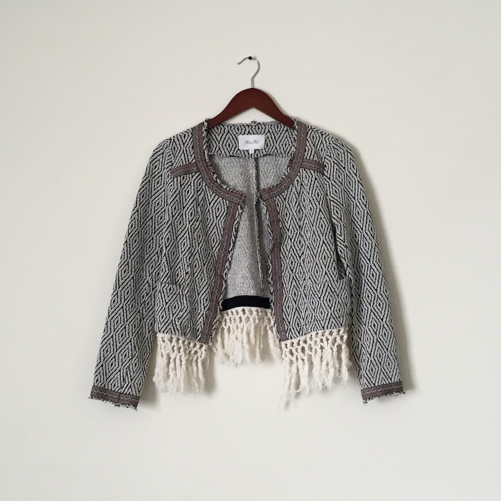 Miss Me Tribal Print Fringe Jacket